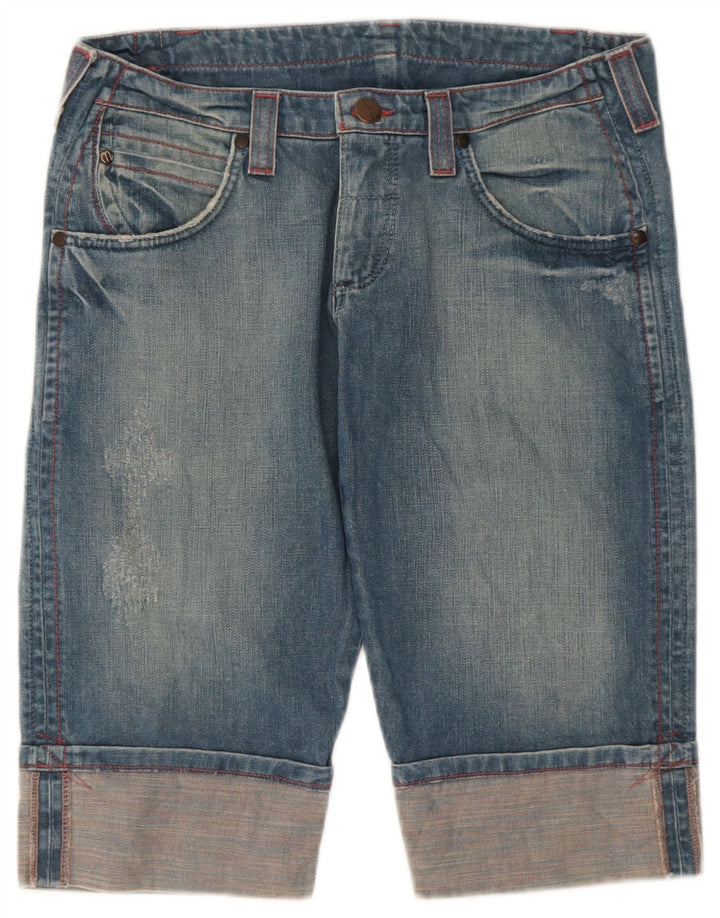 Wrangler Bermuda-denimshorts til kvinder W29 mellemblå bomuld