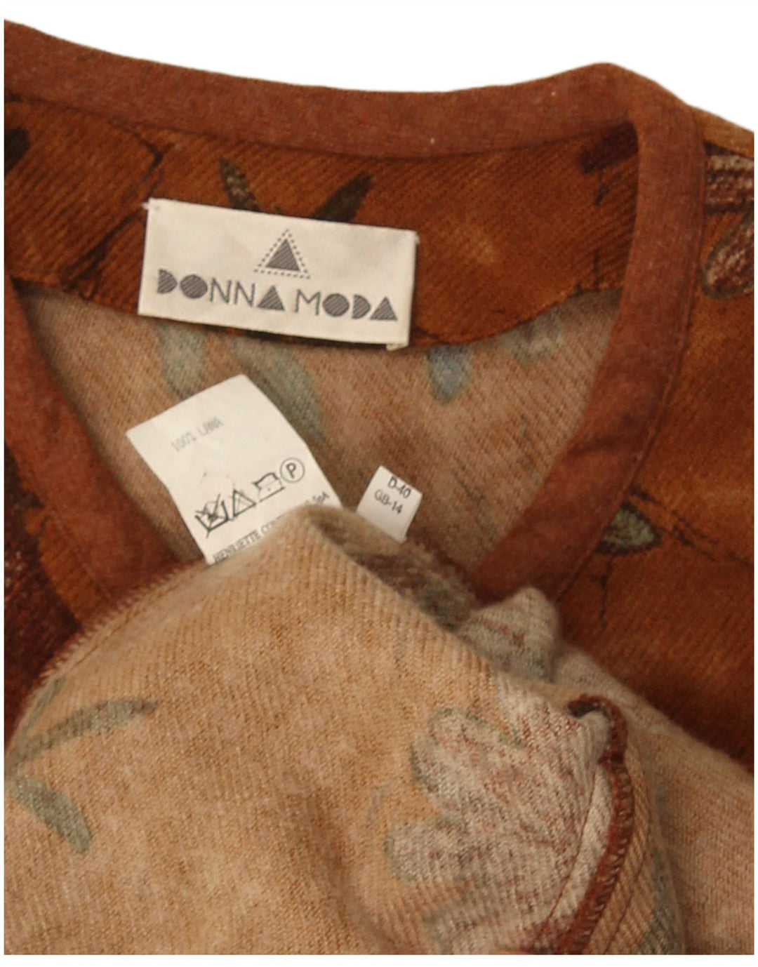 Vintage dame 5-knaps blazerjakke UK 14 Medium Brown Floral Wool