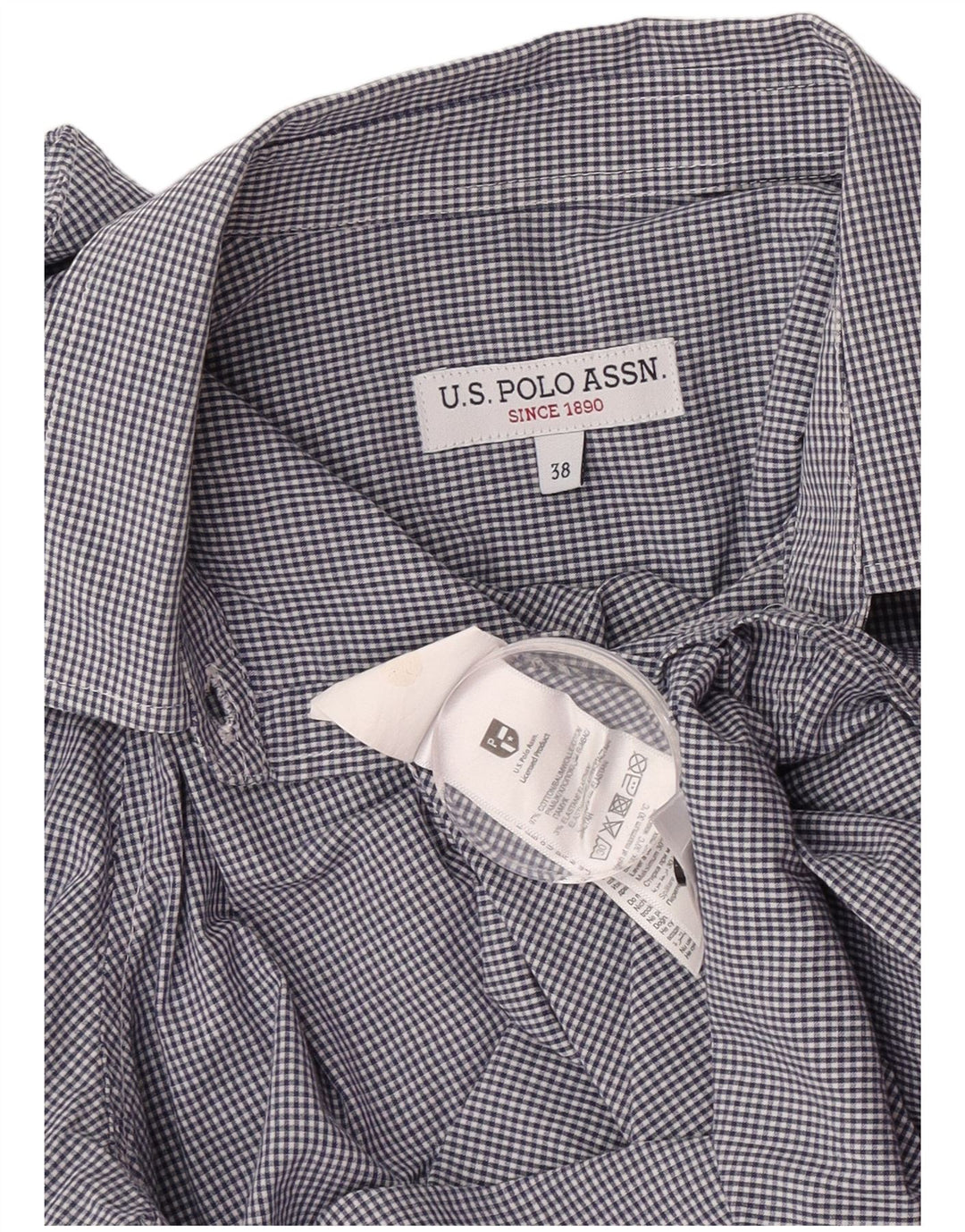 U.S. Polo Assn. Dameskjorte EU 38 Medium Navy Blue Gingham Cotton