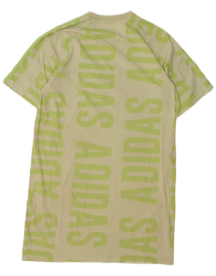 ADIDAS Grafisk T-shirtkjole til kvinder UK 12/14 Medium Green Bomuld