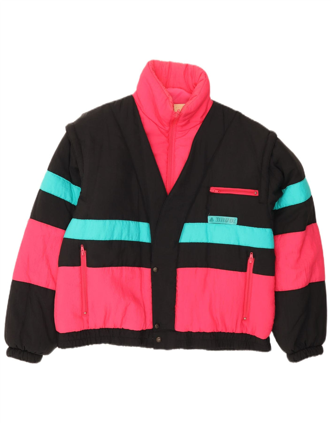 Brugi Polstret jakke til mænd UK 36 Lille flerfarvet Colourblock Nylon