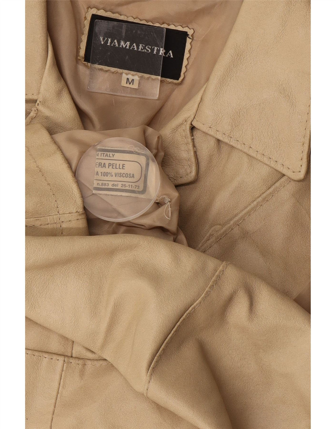 Viamaestra Dame Læderjakke UK 12 Medium Beige Læder