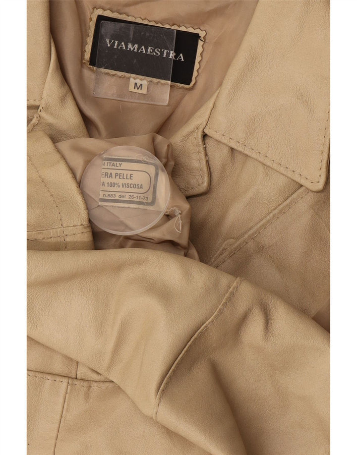 Viamaestra Dame Læderjakke UK 12 Medium Beige Læder