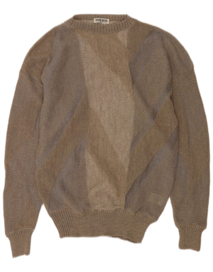 NANI BON Herre Crew Neck Jumper Sweater IT 50 Medium Brown Geometrisk Linned