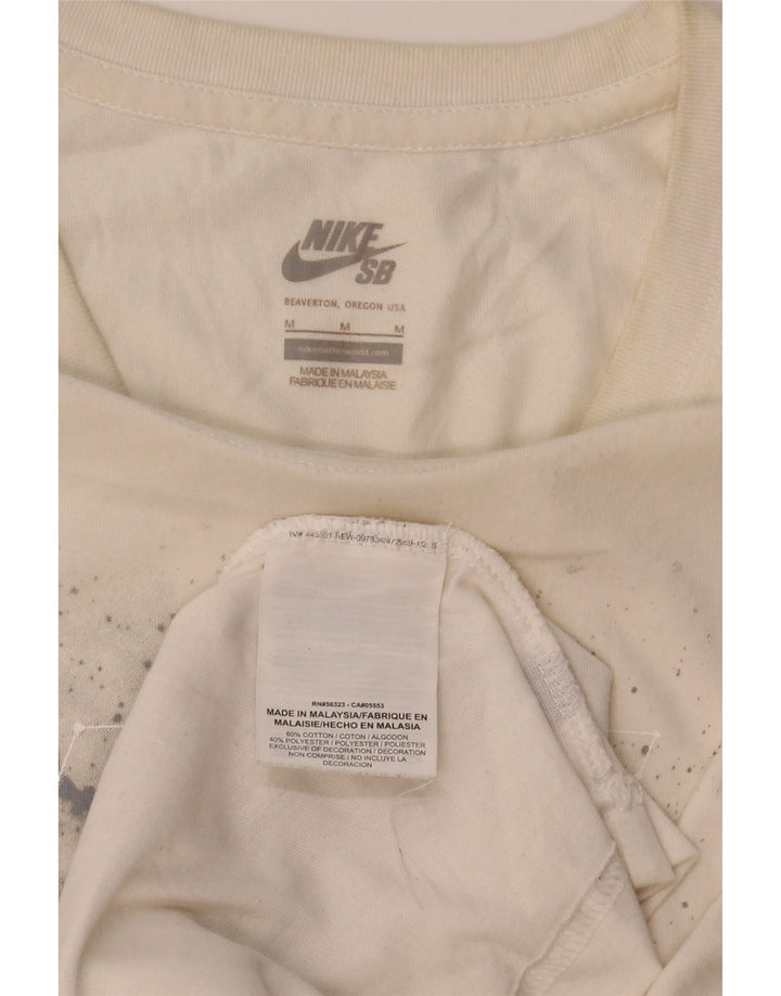 Nike Herre Dri Fit grafisk T-shirt Top Medium Hvid Bomuld