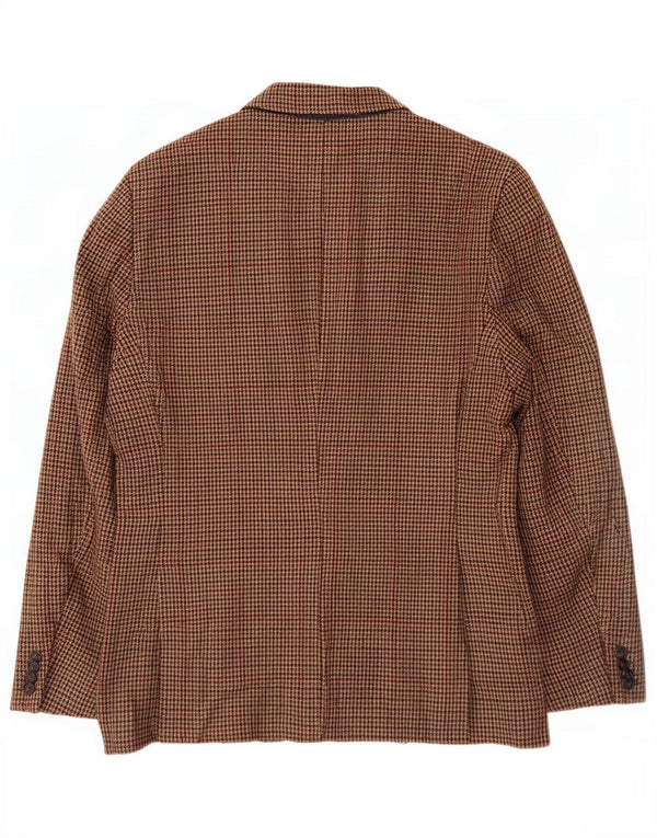 Scotch & Soda Mens 2 Button Blazer Jacket IT 52 XL Brown Houndstooth Wool