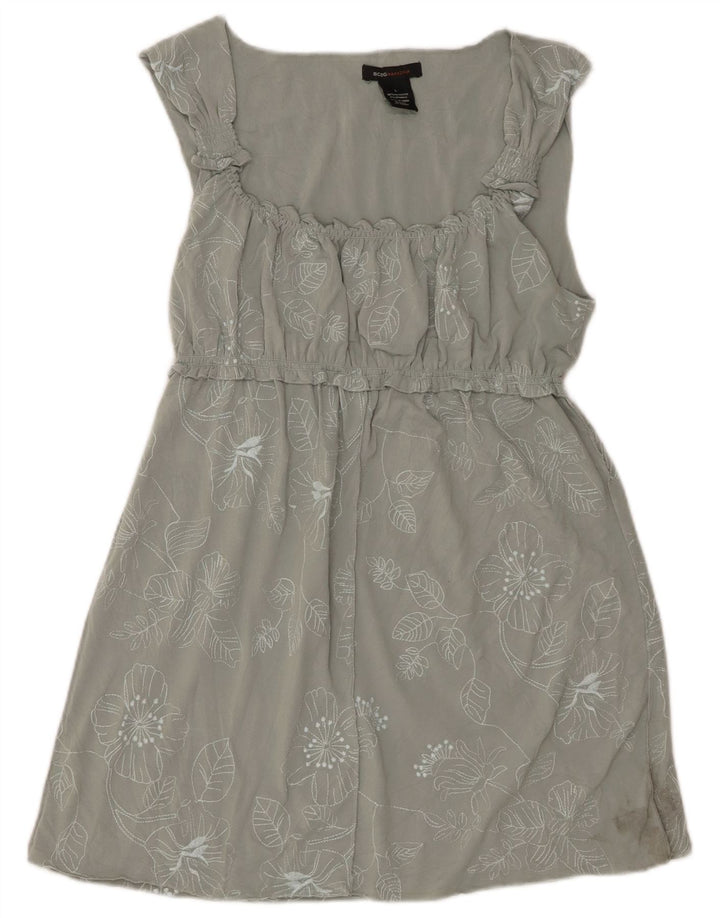 BCBGMAXAZRIA Dame Tunika Top UK 14 Large Green Floral Polyester