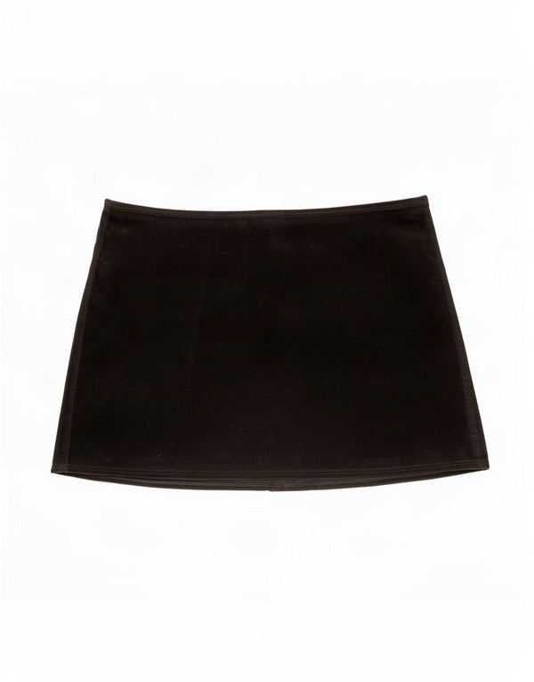 Benetton Dame Mini Corduroy Nederdel IT 48 XL W36 Sort Bomuld