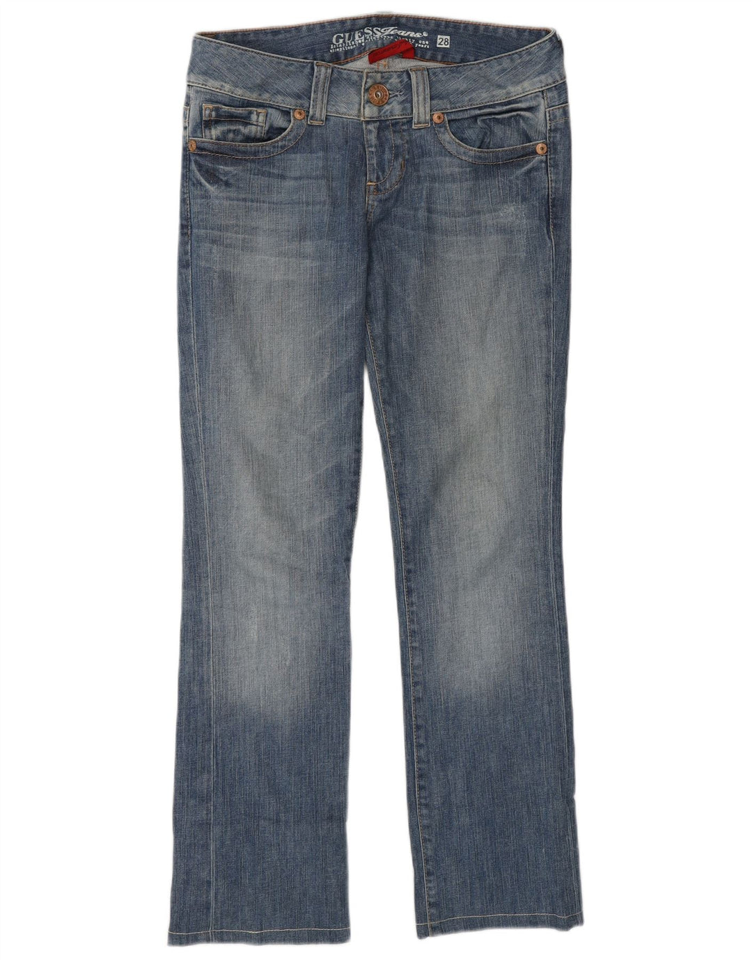 GUESS Straight Jeans til kvinder W28 L28 Blå Bomuld
