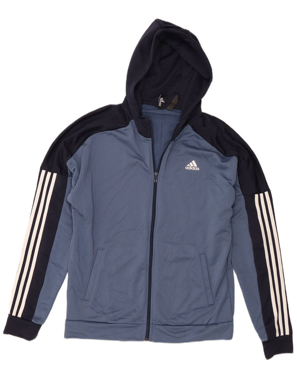 Adidas Hættetrøje med lynlås til mænd Large Blue Colourblock Polyester
