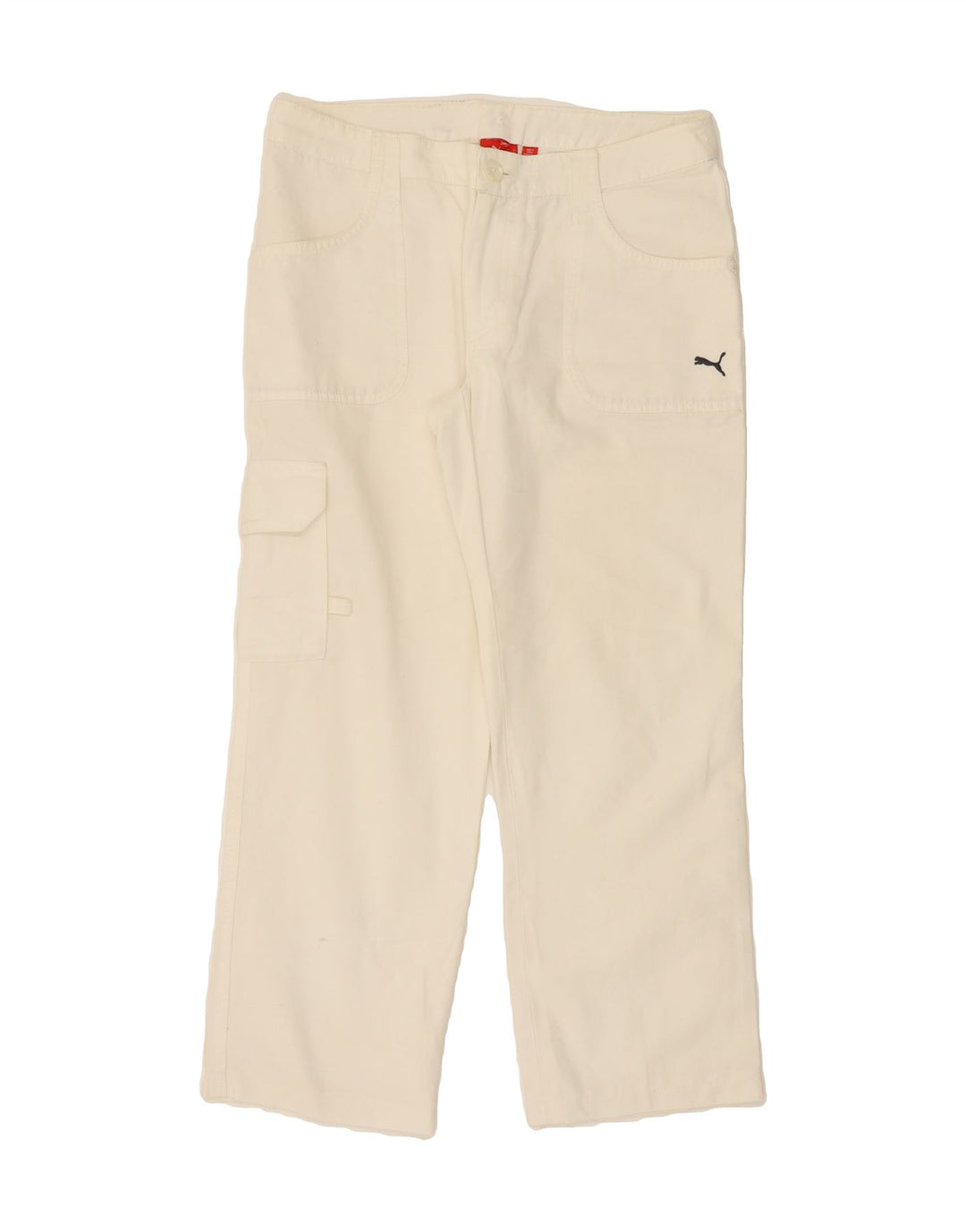 PUMA Womens Crop Straight Cargo Trousers UK 12 Medium W32 L26 White Vintage Puma and Second-Hand Puma from Messina Hembry 