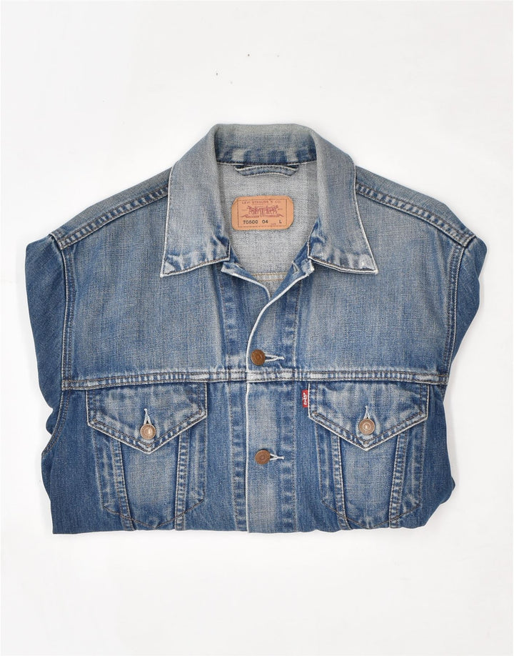 LEVI'S Dame denimjakke UK 14 Stor Blå Bomuld