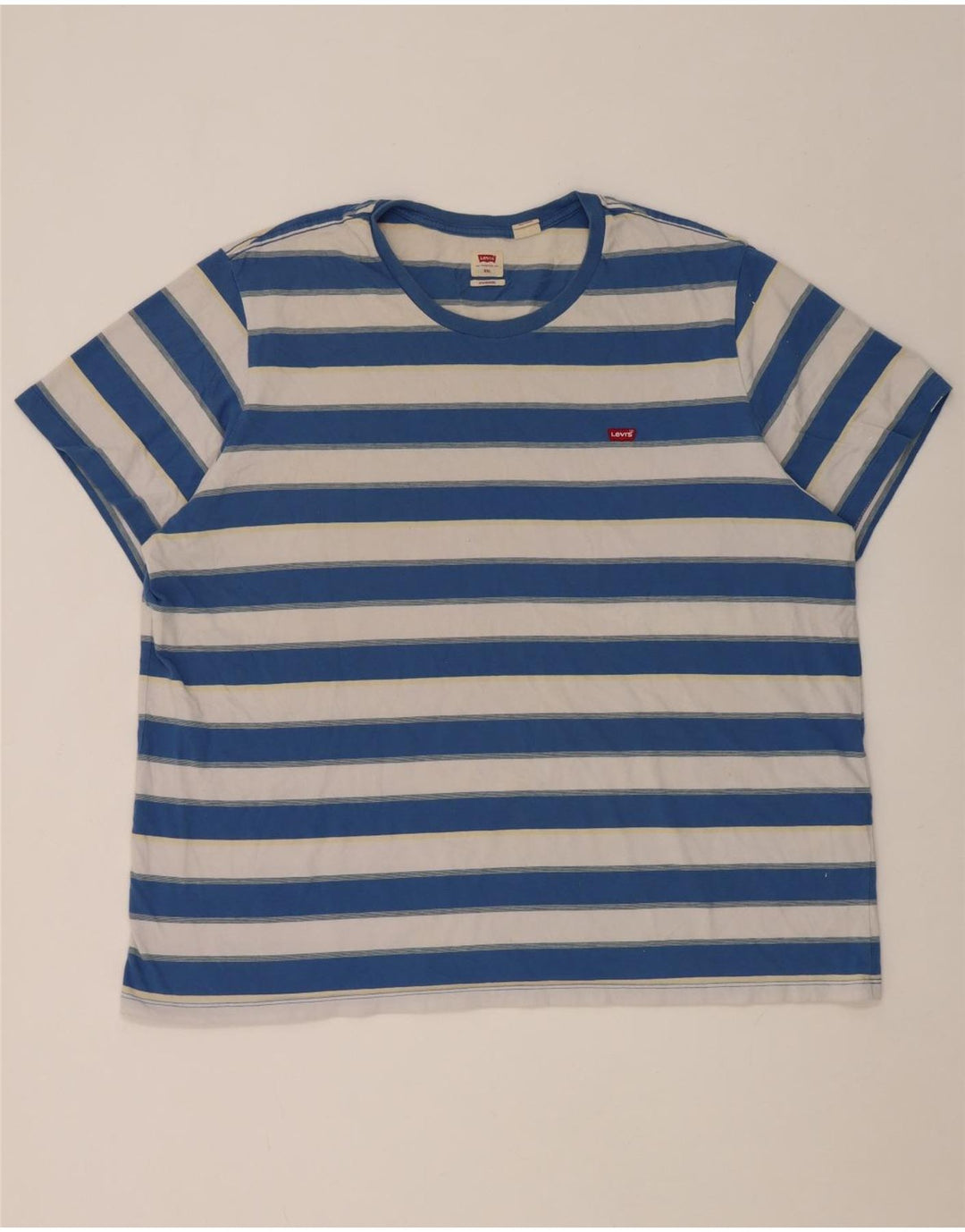 Levi's Herre Standard T-Shirt Top 2XL Blå Stribet Bomuld