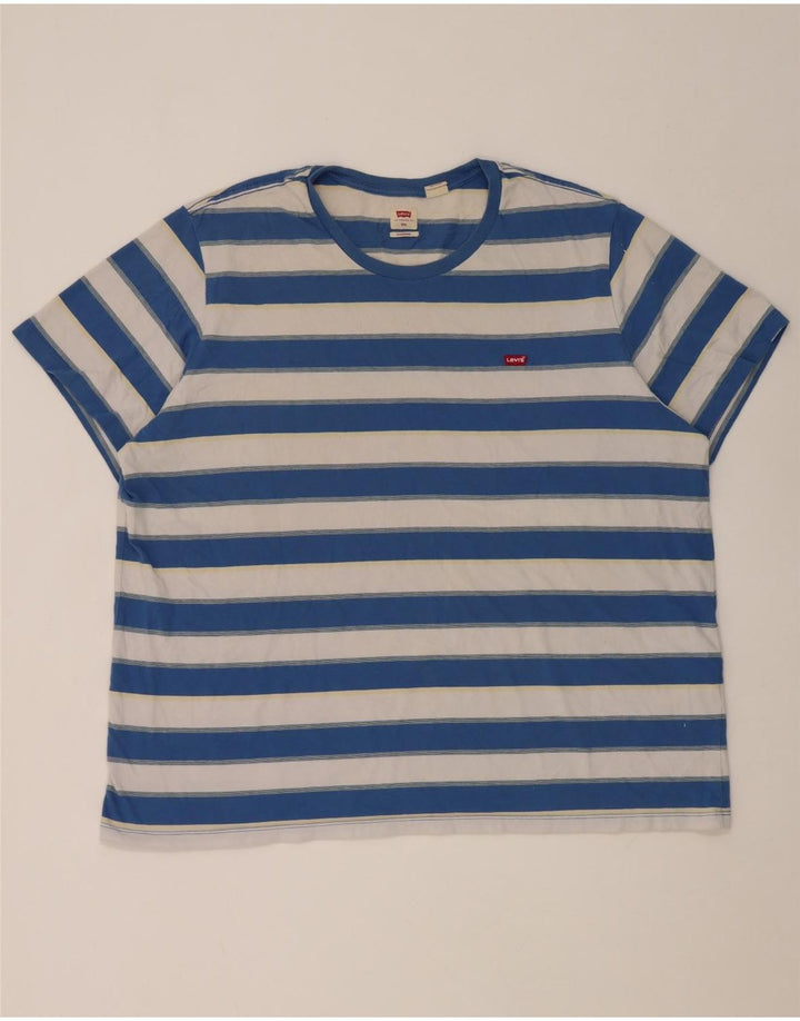 Levi's Herre Standard T-Shirt Top 2XL Blå Stribet Bomuld
