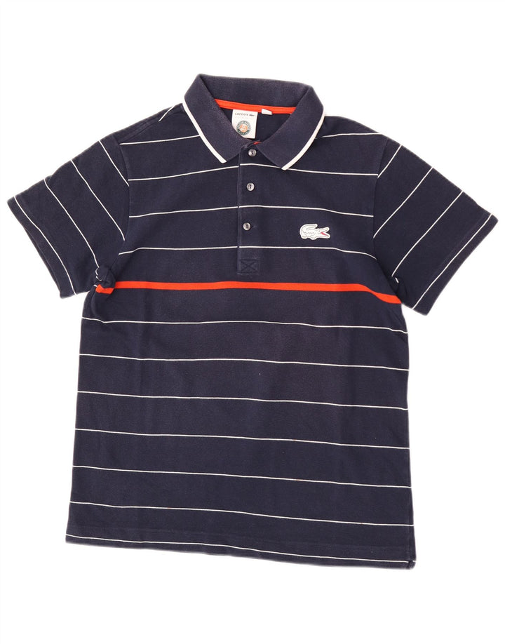 Lacoste herre poloshirt størrelse 3 Lille marineblå stribet bomuld
