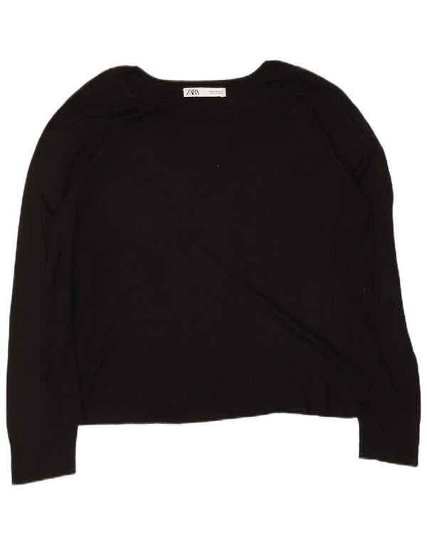 Zara Dame Boat Neck Jumper Sweater UK 14 Medium Black