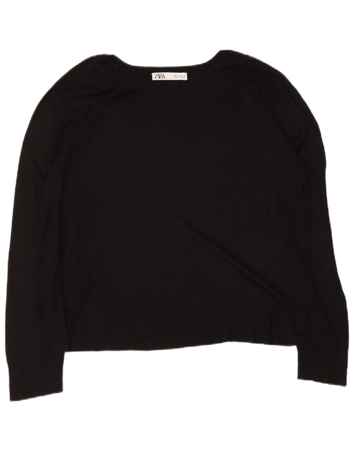 Zara Dame Boat Neck Jumper Sweater UK 14 Medium Black