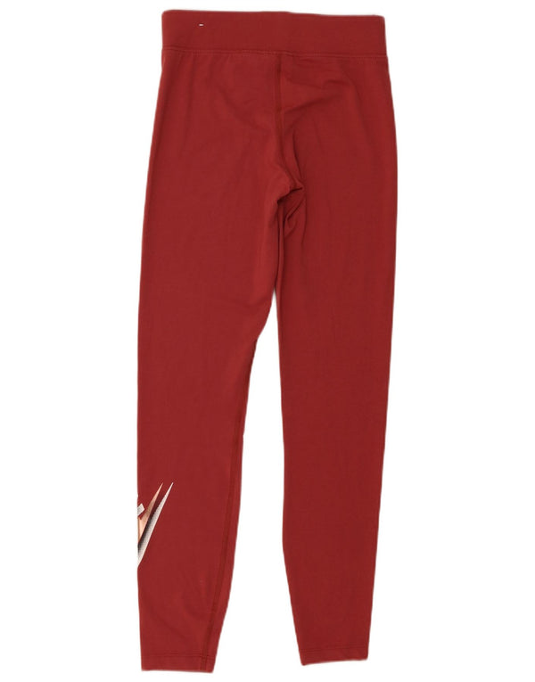 Nike Dame Tight Fit Grafiske Leggings UK 10 Small Bourgogne Bomuld