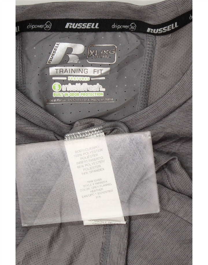 RUSSELL ATHLETIC Herre Dri-Power T-Shirt Top XL Grå Polyester