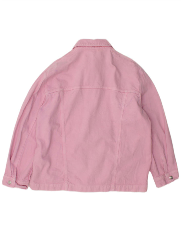 ZARA Dame Oversized Denim Jacket UK 10 Small Pink Bomuld