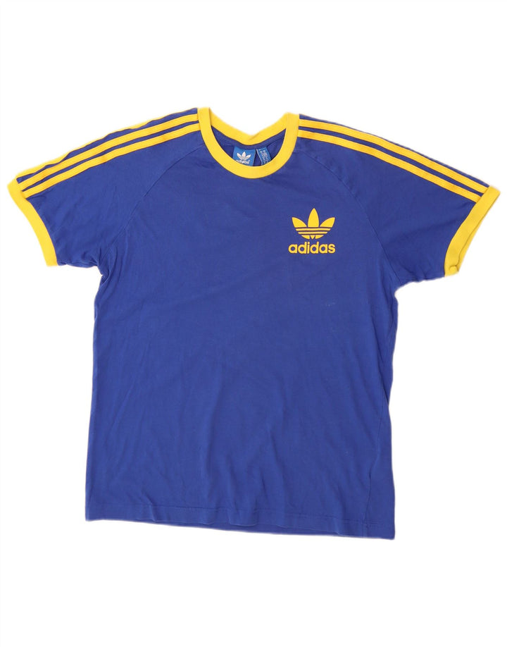 ADIDAS Herre T-shirt Top Medium Marineblå Bomuld