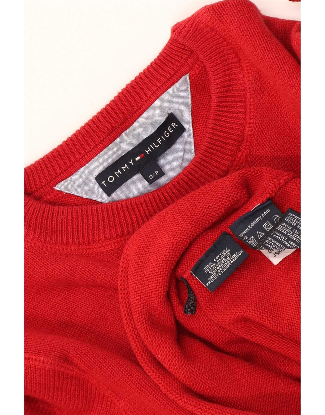 Tommy Hilfiger Herre sweater med rund hals, lille rød bomuld