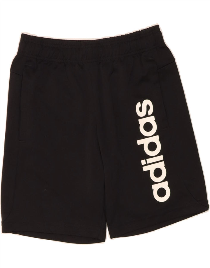 ADIDAS Boys Climalite Graphic Sport Shorts 11-12 Years  Black Polyester Vintage Adidas and Second-Hand Adidas from Messina Hembry 