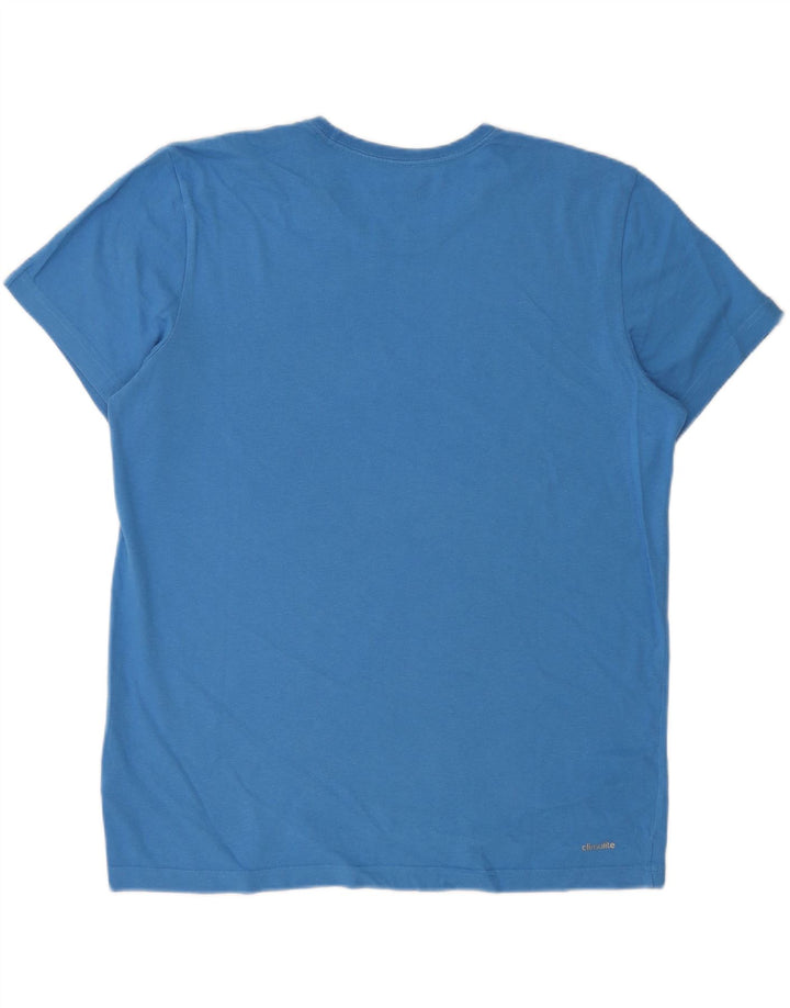 ADIDAS Mens Climalite T-Shirt Top Large Blue Cotton