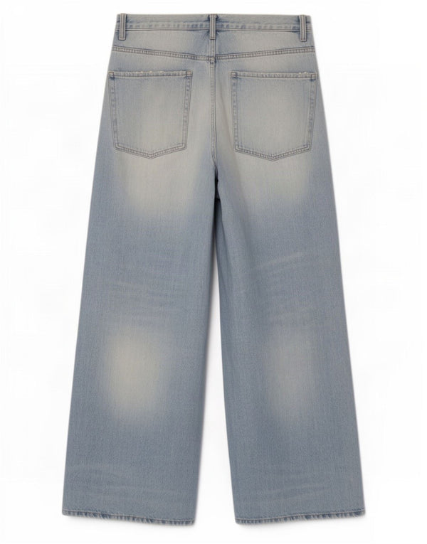 Zara Womens Distressed Wide Leg Jeans EU 40 Medium W40 L31 Blue Cotton