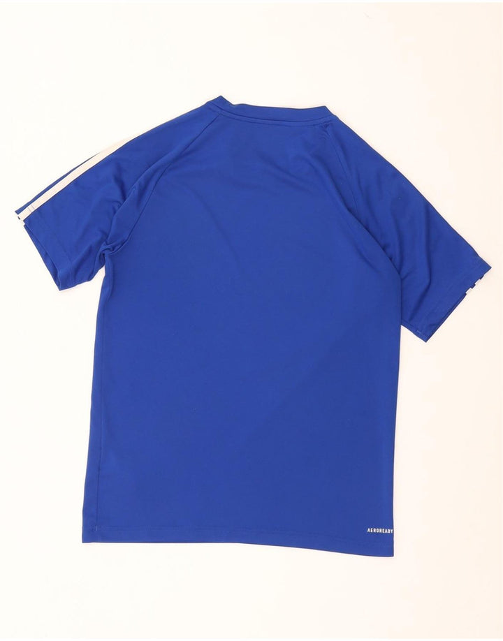 ADIDAS Boys Aeroready T-Shirt Top 13-14 Years  Blue Polyester