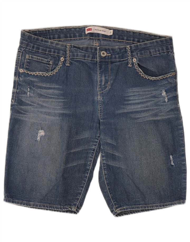 LEVI'S Distressed Denim Bermuda Shorts US 13 Large W32 Blue Bomuld