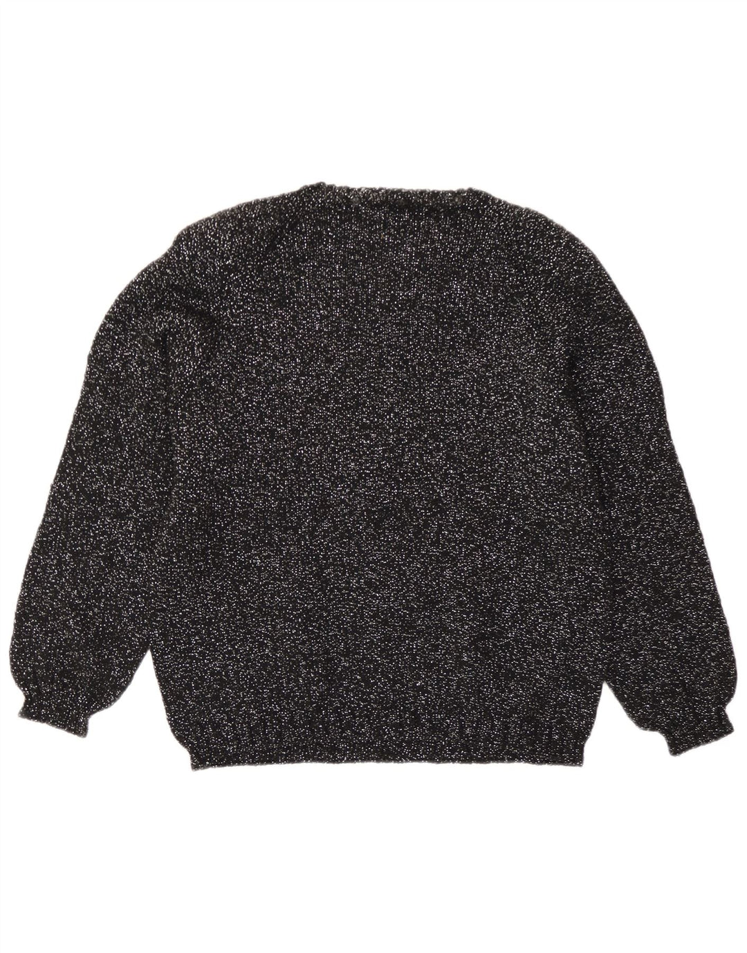 Vintage dame sweater med rund hals DK 14 Medium Black Flecked