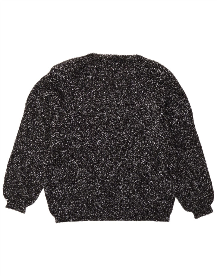 Vintage dame sweater med rund hals DK 14 Medium Black Flecked