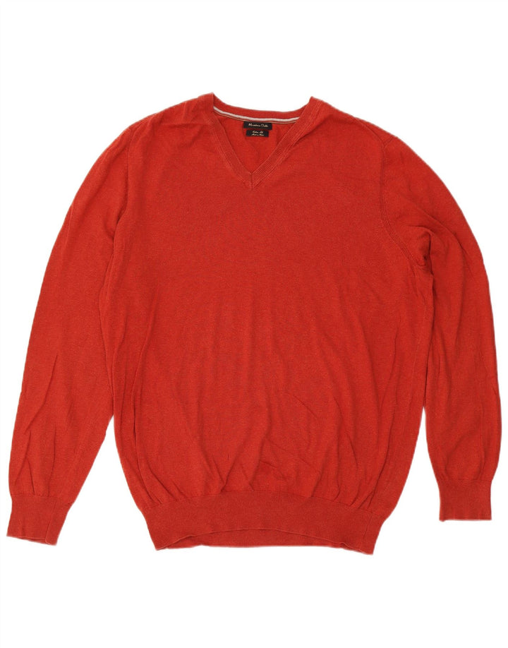 Massimo Dutti Herre V-hals sweater 2XL Rød Bomuld