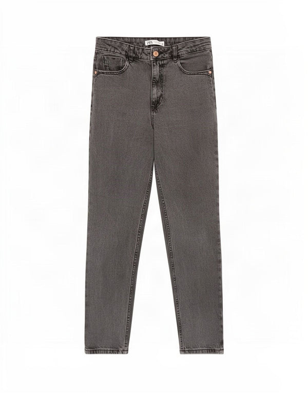 Zara Kvinder Højtaljede tilspidsede Jeans EU 38 Small W28 L28 Grå Bomuld