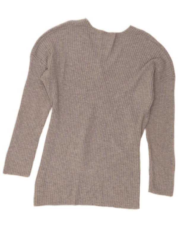 Topshop Dame V-hals sweater UK 12 Medium Grå Akryl