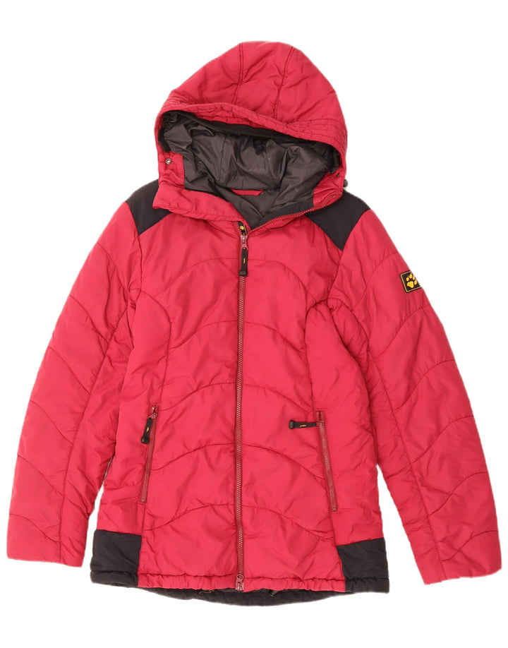 JACK WOLFSKIN Polstret hættejakke til kvinder UK 10 Small Pink Colourblock