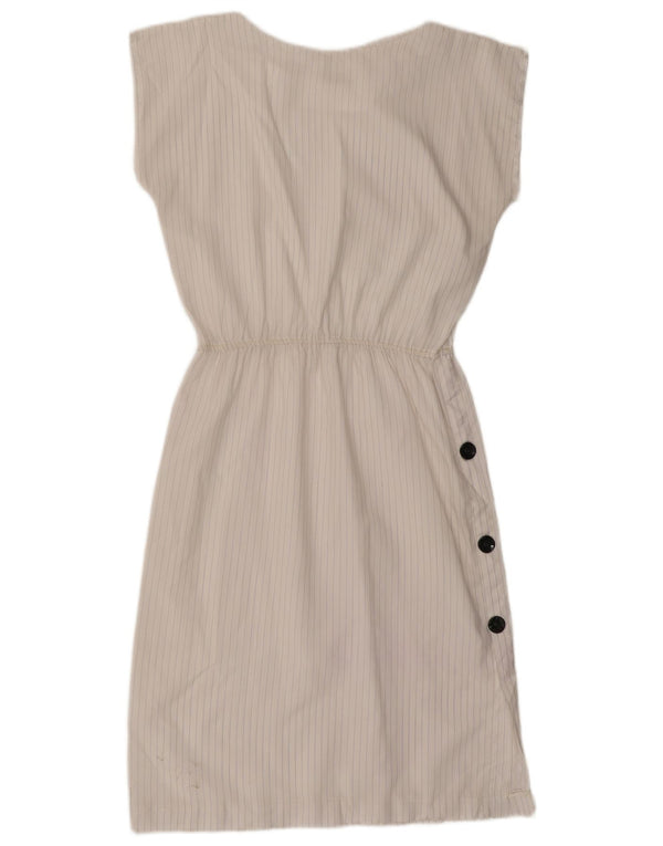 Vintage dameskedekjole UK 14 Stor hvid nålestribe