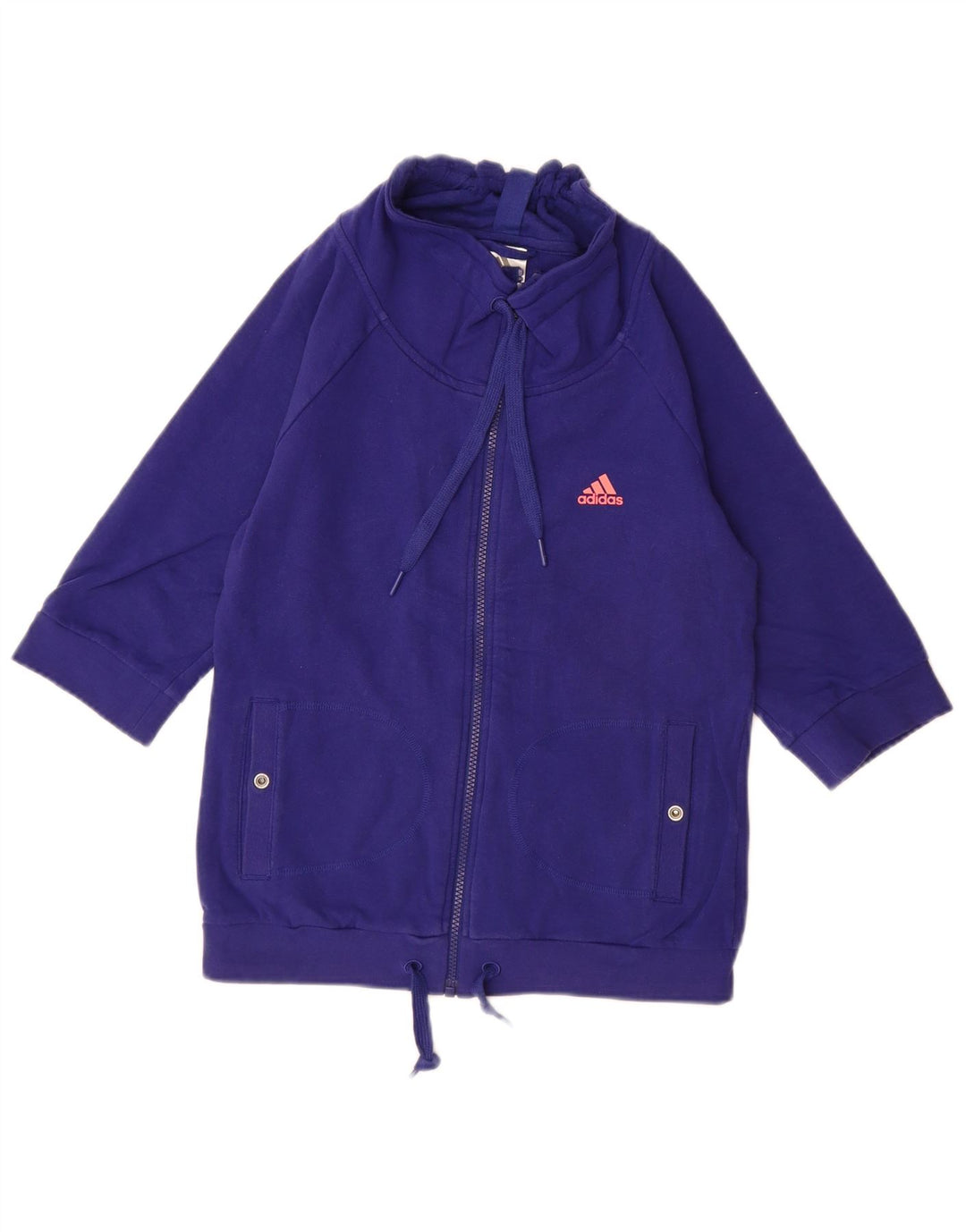 ADIDAS Sweatshirt med 3/4 ærmer til kvinder UK 10 Lille blå bomuld