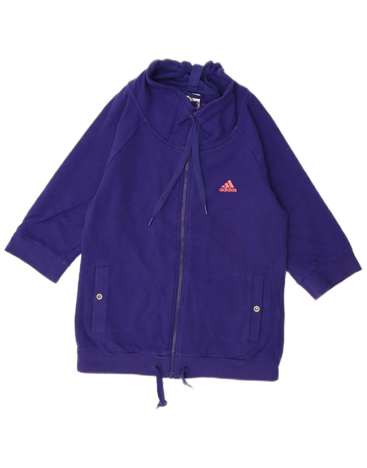 ADIDAS Sweatshirt med 3/4 ærmer til kvinder UK 10 Lille blå bomuld