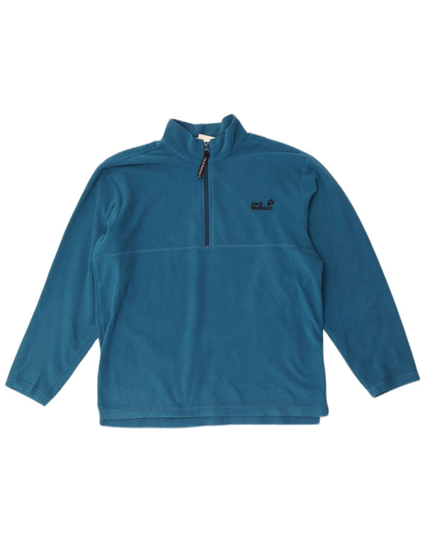 Jack Wolfskin Mens Zip Neck Fleece Jumper UK 36/38 Medium Blue Polyester