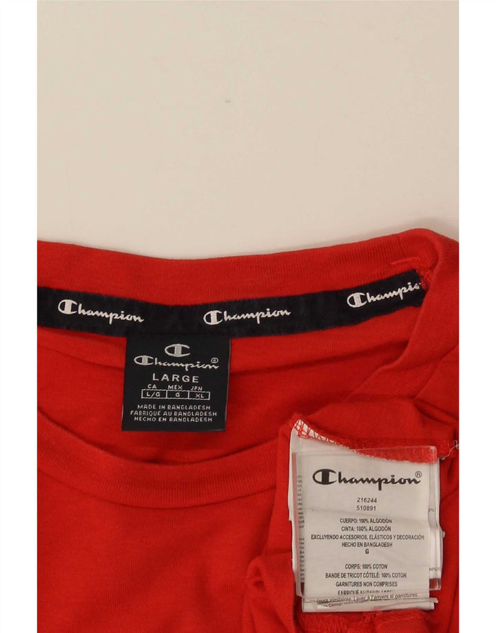 Champion Herre Grafisk T-Shirt Top Stor Rød Bomuld