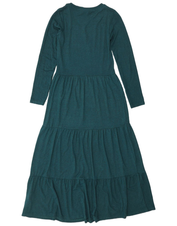 Weird Fish Dame Langærmet Maxikjole UK 8 Small Green Viscose