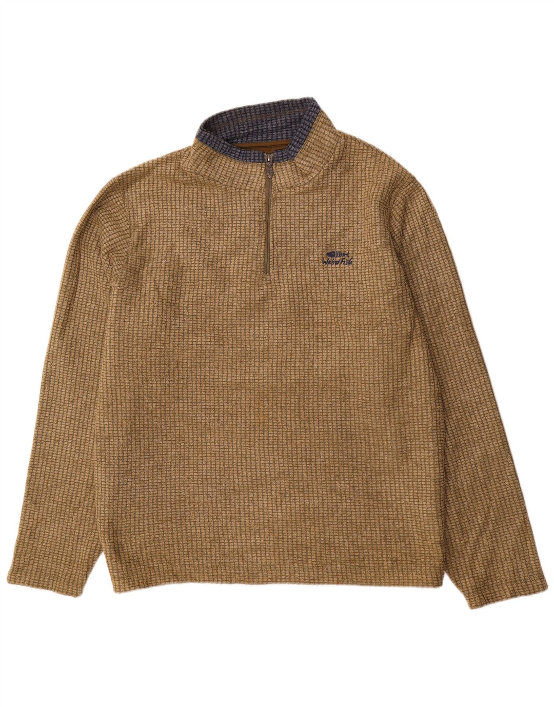 Weird Fish Herre lynlås hals Fleece Jumper 2XL Khaki Polyester