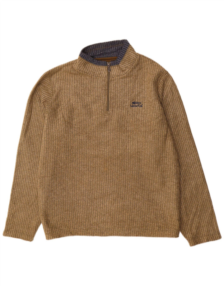 Weird Fish Herre lynlås hals Fleece Jumper 2XL Khaki Polyester