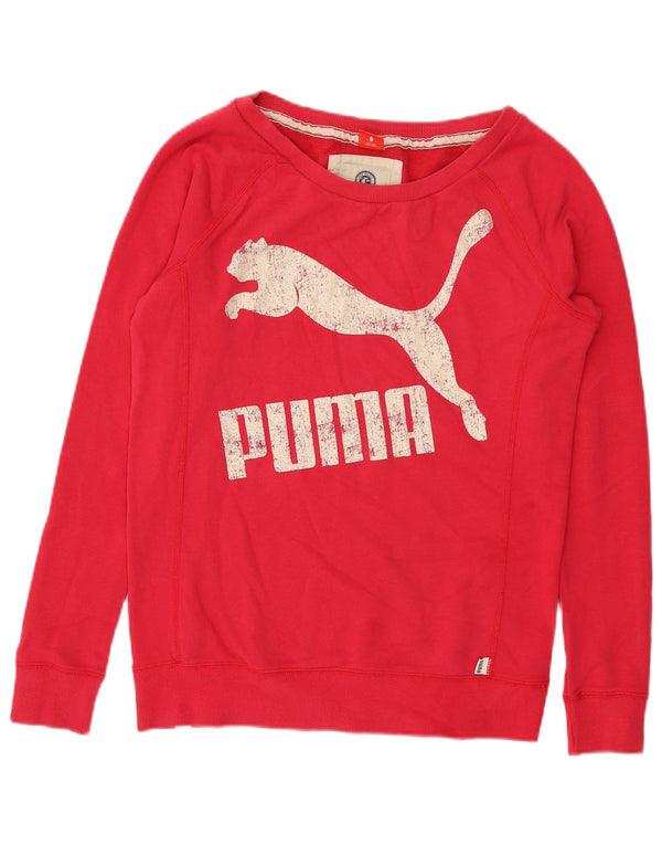 Puma Graphic Sweatshirt Jumper UK 12 Medium Pink Bomuld