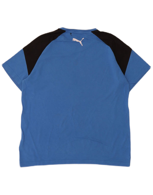 Puma Herre grafisk T-shirt Top Medium Blue Colourblock Bomuld