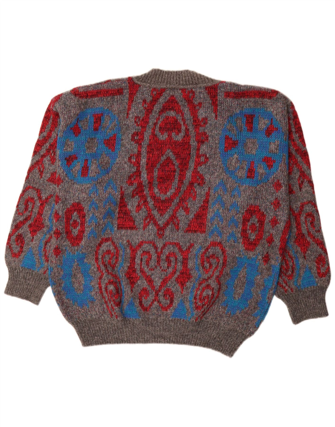 Fiume Herre Loose Fit V-hals sweater IT 50 Medium Grå Paisley