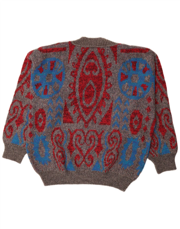 Fiume Herre Loose Fit V-hals sweater IT 50 Medium Grå Paisley