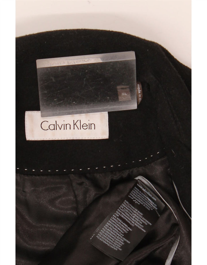 Calvin Klein Dame Overfrakke UK 18 XL Sort Uld